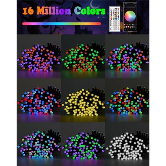 Smart Color Changing Halloween Lights, 2Pack 164FT 400LED Purple, Orange and - Picture 5 of 7